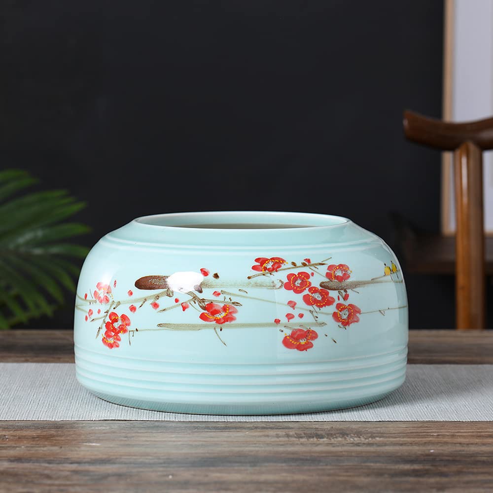 DFGHNBVC Jingdezhen Ceramic Flowerpot Hand-painted Magpie Climbing Plum Flower Pot Orchid Chlorophytum Balcony Tabletop Chinoiserie Green Plants Flowers,B