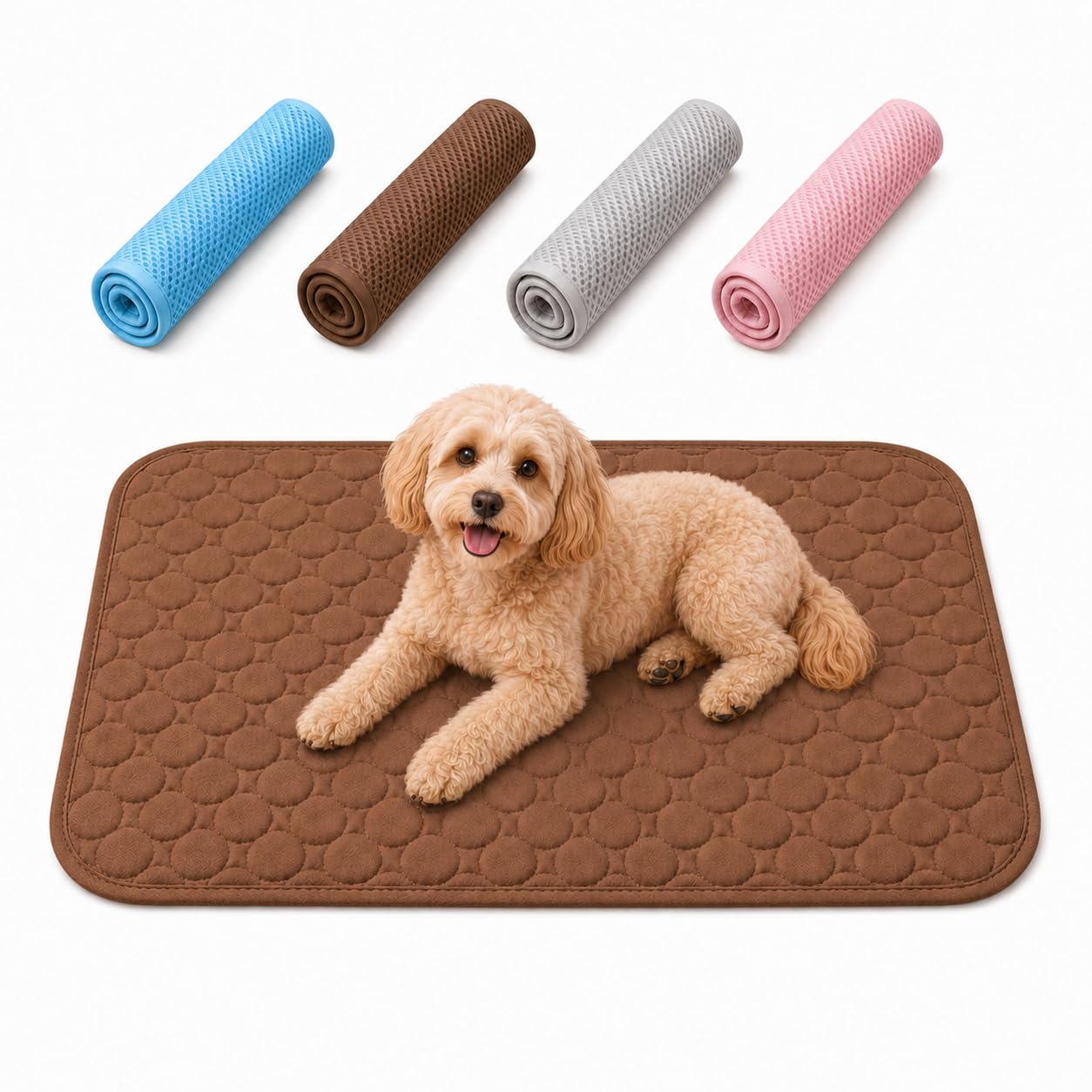 The Dog Hub Arctic Cooling Dog Mat Self Cooling Pet Pad With Ice Silk Fabric Washable Foldable Summer Mat For Dogs Cats Home Travel And Outdoor Rest (brown,L-70X55CM)