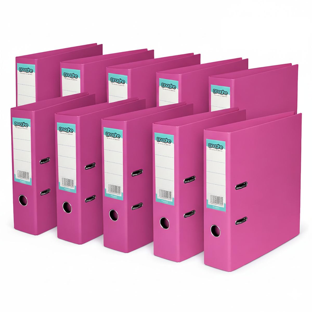 Archivador de palanca A4 con protector, individual, paquete de 4 o 10 unidades, negro, rojo, azul, verde, turquesa, fucsia, archivador de oficina resistente y carpetas escolares (10, fucsia)