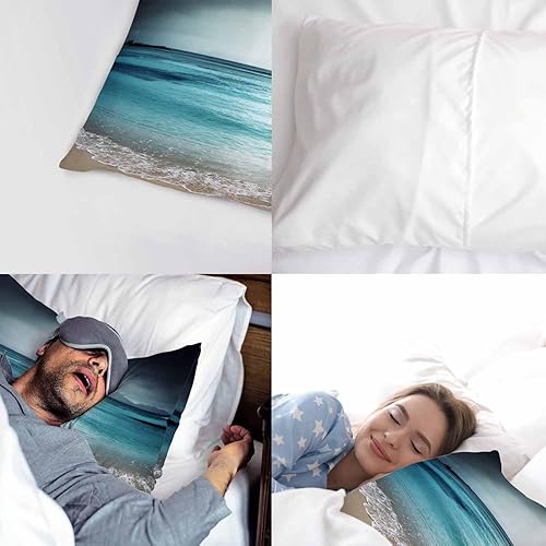 Miniatura 4 de AOYEGO Funda de almohada de cielo oscuro de playa, isla océano, costera, arena, mar, olas, decoración del hogar, fundas de cojín para sofá,