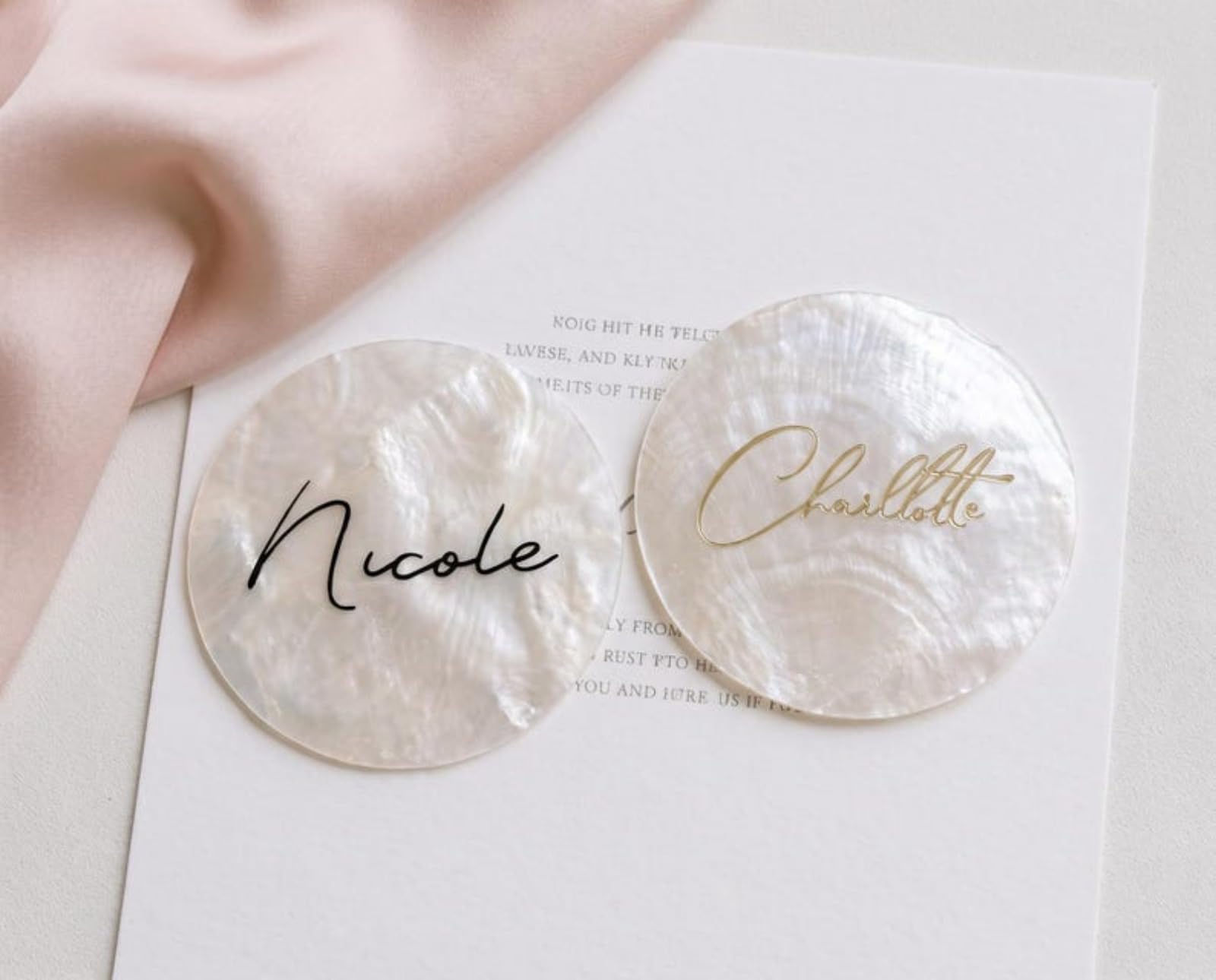 Personalisierte Tischkarten mit Namen, Muschel-Hochzeitsnamen, Tischkarten für den Tisch, Hochzeit, Junggesellinnenabschied, letzter Toast an der Küste, Dekoration (100 Stück)