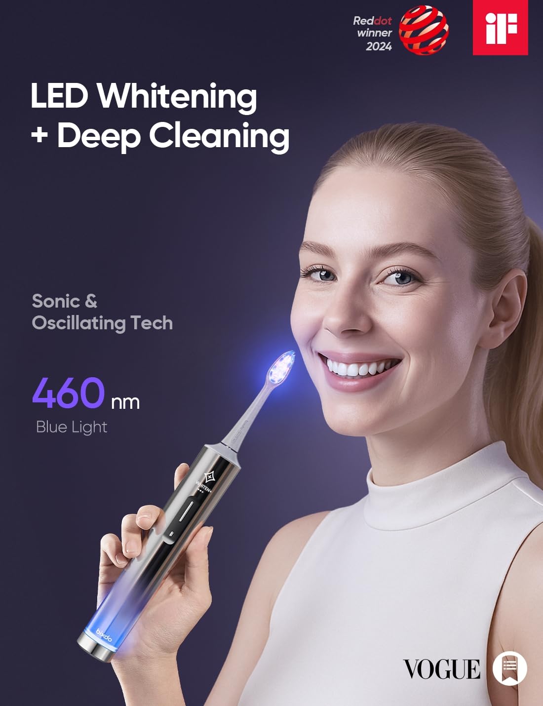 Lunga Batteria Luce Blu Intelligente Cipolla Dentifricio - Dettaglio