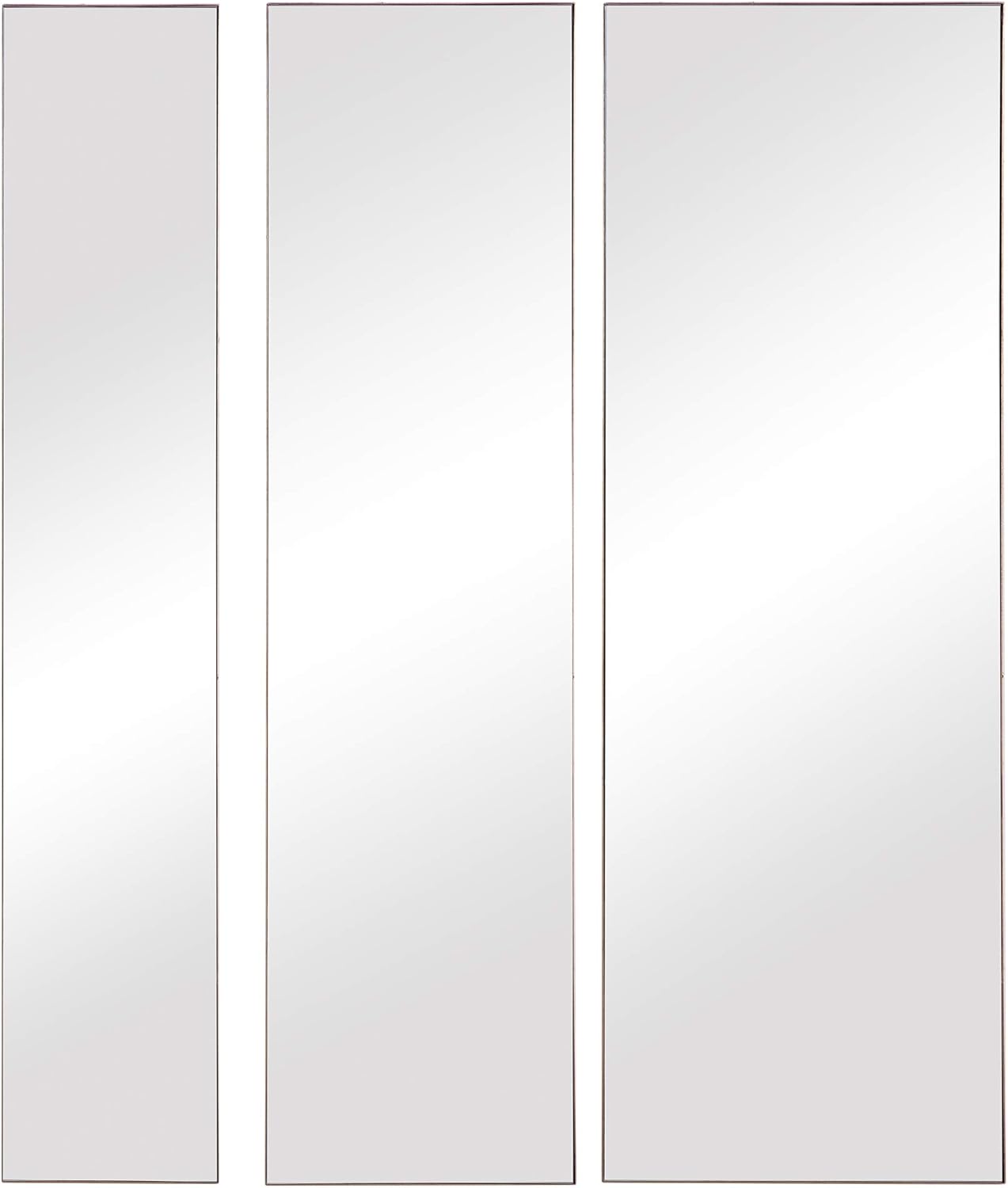 MY SWANKY HOME Minimalist Tall Gold Rectangle Wall Mirror Set 3 Modern Grouping Divided Classic