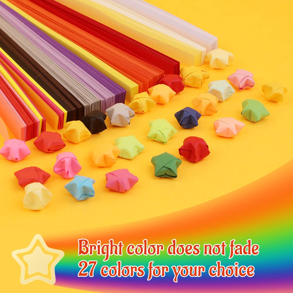 2060 Bandes Papier Étoiles - 27 Couleurs Vives, Origami Facile Pour Enfants, DIY Déco Anniversaire Ou Cadeaux