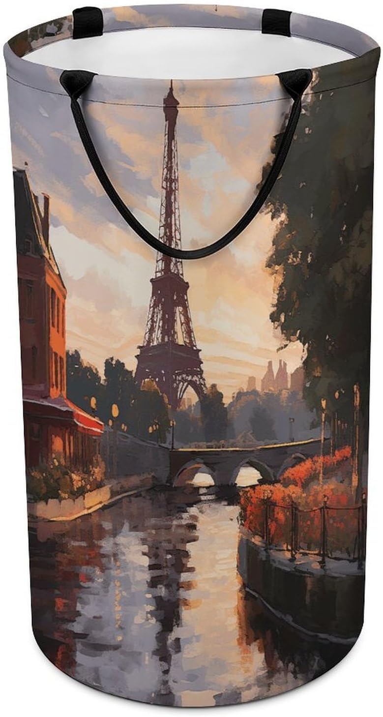 Paris Nature Scenery Laundry Hamper Large Collapsible Laundry Basket with Handles Waterproof Clothes Hamper Portable Dirty Clothes Basket for Bedroom Laundry Room Closet Bathroom