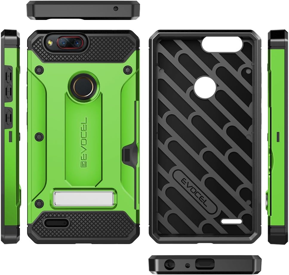 ZTE Blade Z Max Case, Evocel [Explorer Series Pro] Premium Dual Layer Credit Card Case with Glass Screen Protector & Magnetic Kickstand for ZTE Sequoia/ZTE Blade ZMax (Z982), Green