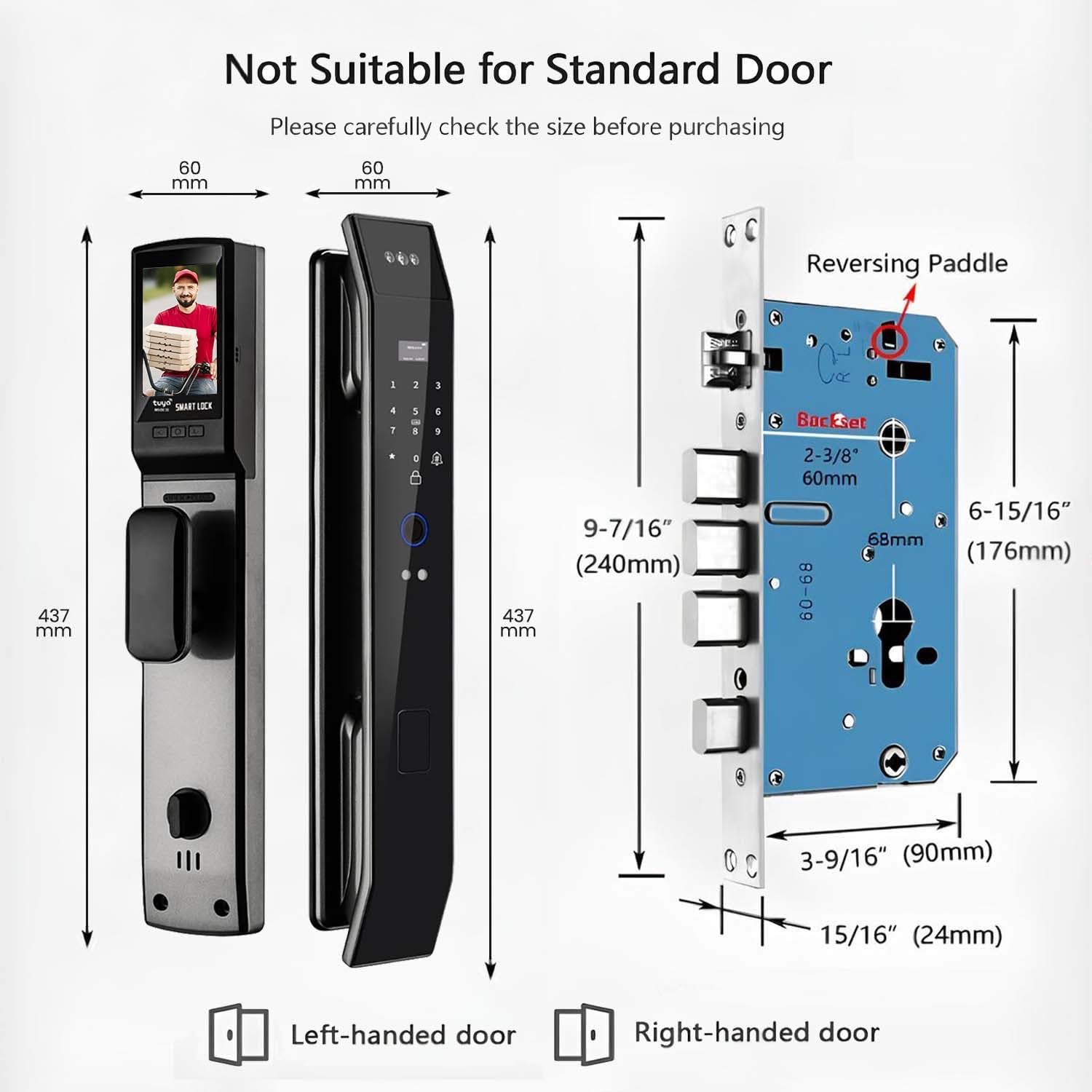Smart Door Lock with 3D Face Recognition & Camera, Intercom, Video Doorbell, Fingerprint Keyless Entry, Password, IC Card, Key, Alexa Compatible via Tuya App Control, Smart Home Front Door Security 8 61OQLR6t5SL. AC SL1500
