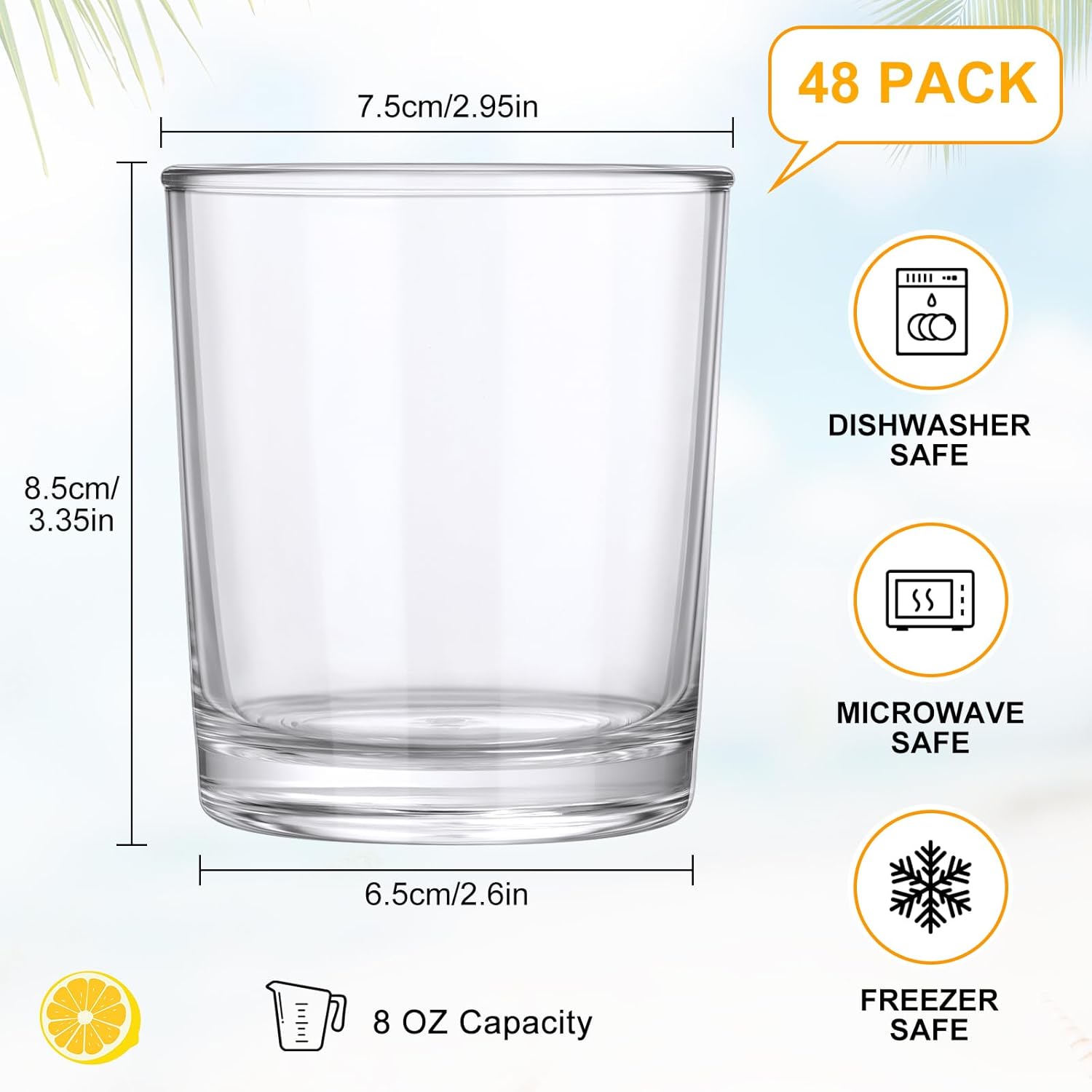 Gerrii 48 Pcs Clear Plastic Tumblers Drinking Cups Reusable Unbreakable Juice Acrylic Glasses Dishwasher Safe Plastic Glasses for Adults Picnic Party Kitchen (8 oz,Classic) - Image 4