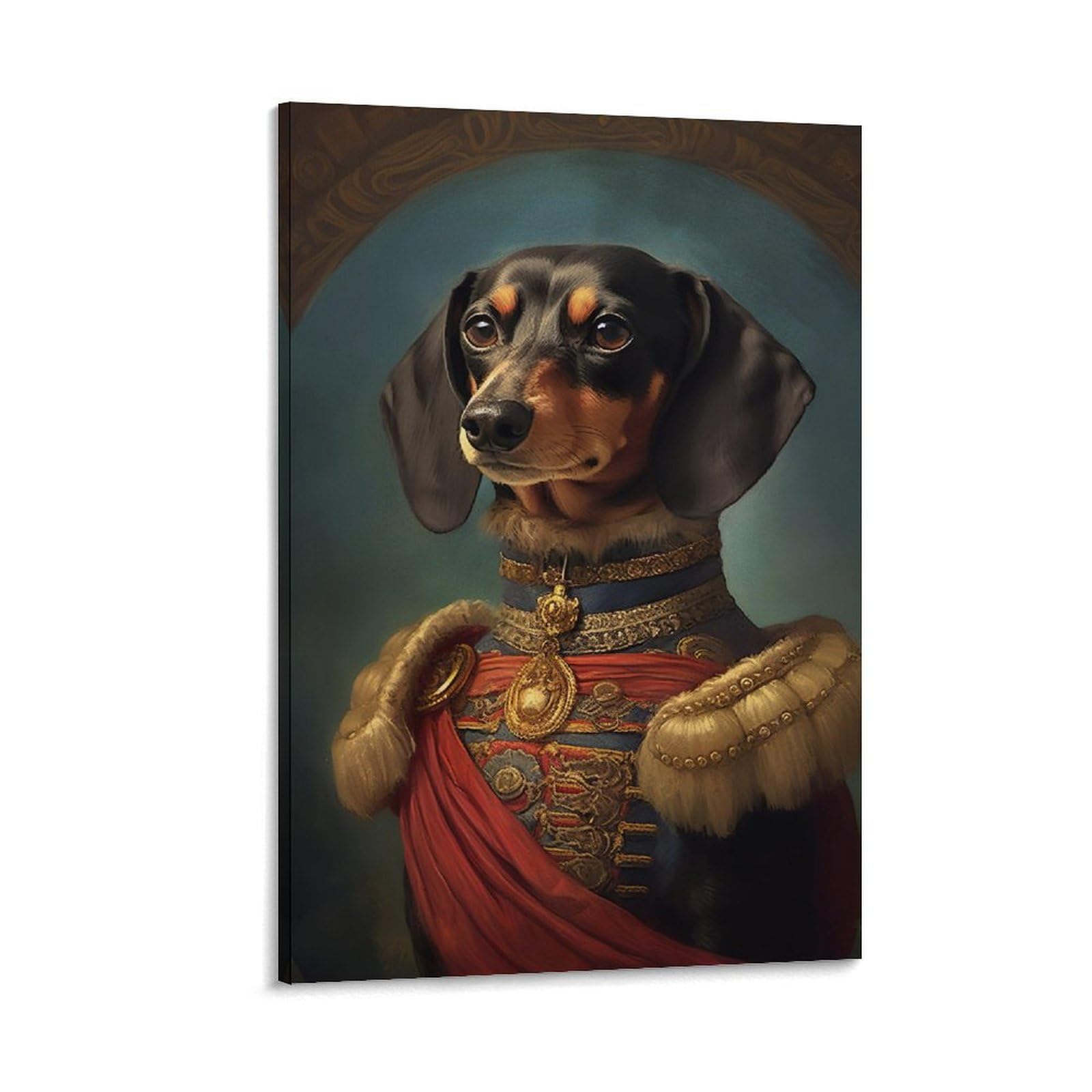 Aristocratic Dachshund Poster Funny Dog Wall Art Renaissance Dog Portrait Poster Quirky Animal Art Home Poster Posters For Bedroom Canvas Poster Bedroom Decor Landscape Office Room Decor Gift 08x12inc
