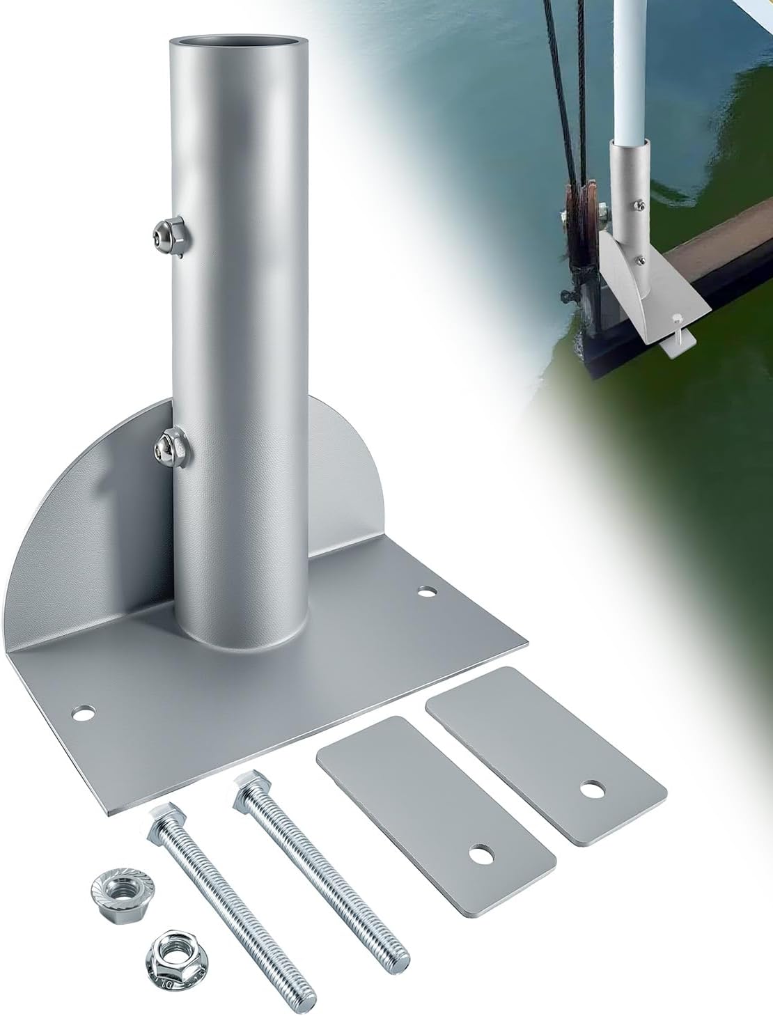 Guide Post Bracket for Protecting Lift & Guide Boat, Stainless Steel Support Mount for 4"x6" 5"x8" 6"x10" Bottom I-Beams, Heavy-Duty Bracket with Double Locking Screws for Marine Dock & Boat Lift