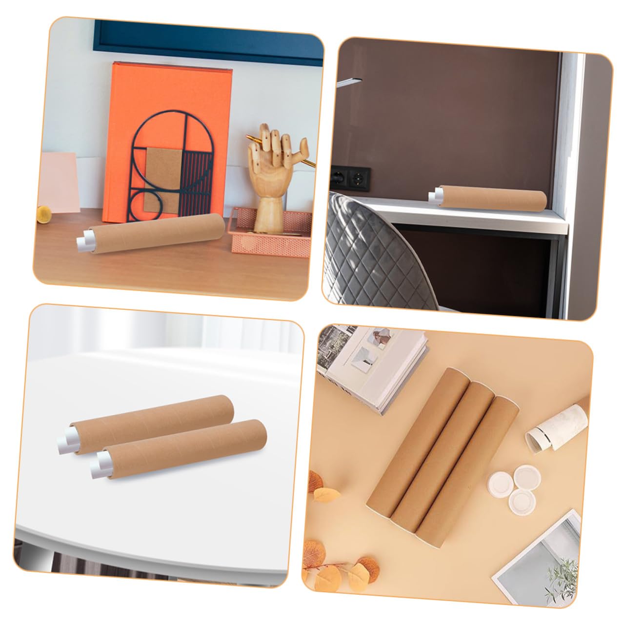 12 Stück Runde Papierröhre aus Papier und Kunststoff für Versand