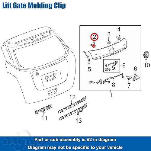 Miniatura 5 de OAUTOO 25 piezas de panel de moldura de puerta y clip de retención de moldura de puerta elevadora para GM 11569810, 11562585 Buick Encore Cadillac