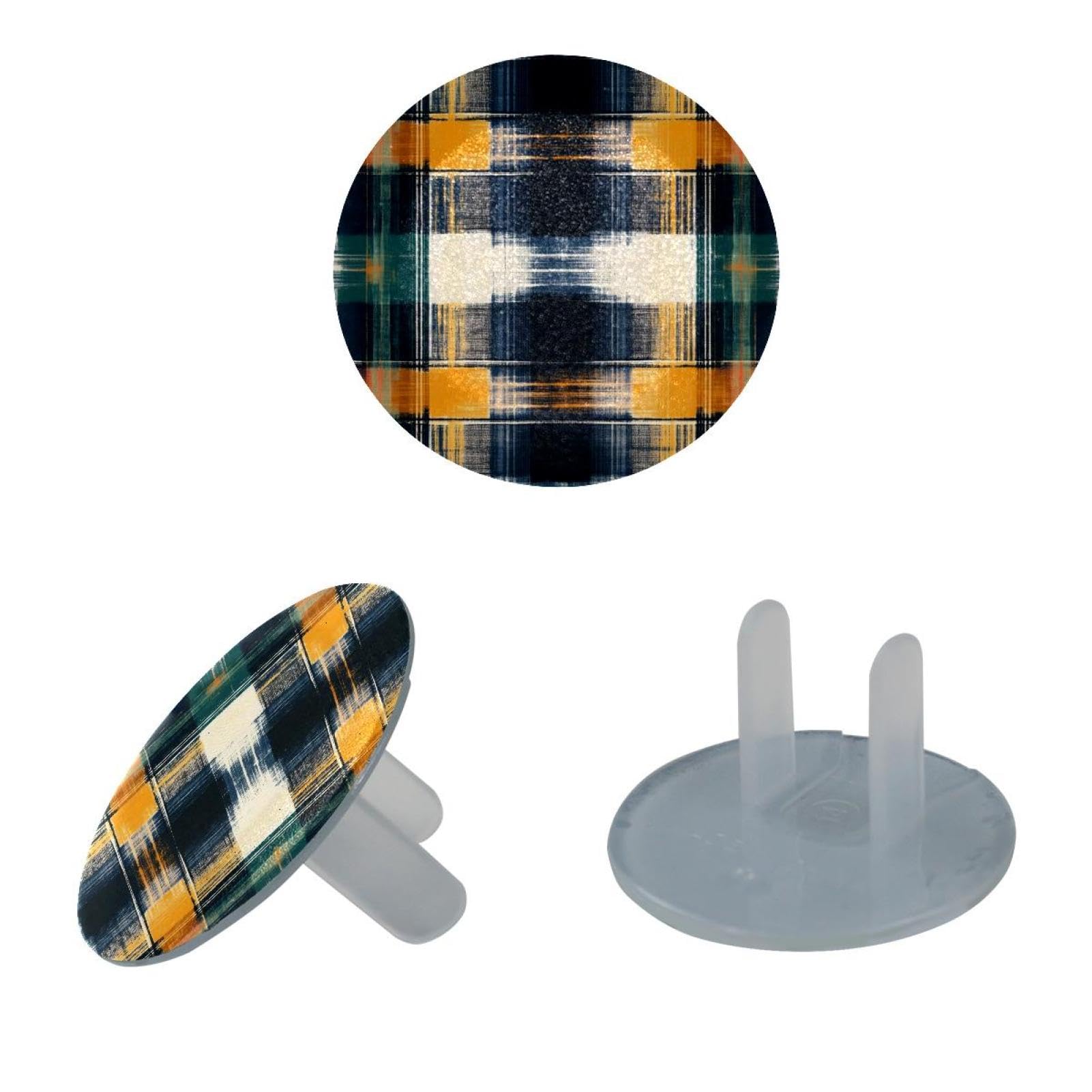 12 PCS Outlet Covers Baby Child Proofing, Classic Plaid Tartan Electrical Safety Socket Caps for 2-Prong Power Wall Plate, Safety Plugs Protector Guard