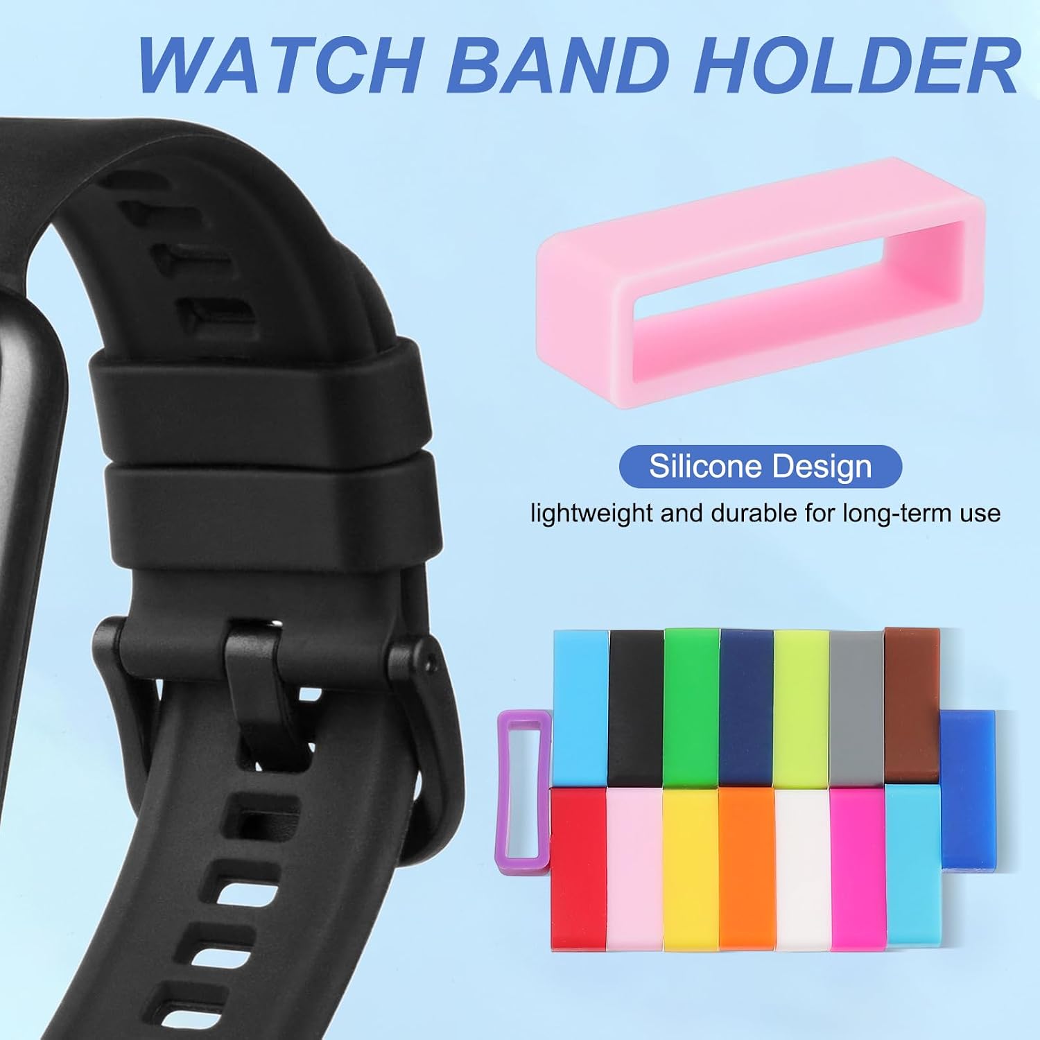 PATIKIL Watch Band Holder Loop, Silicone Replacement Fastener Rings Watch Band Strap Keeper