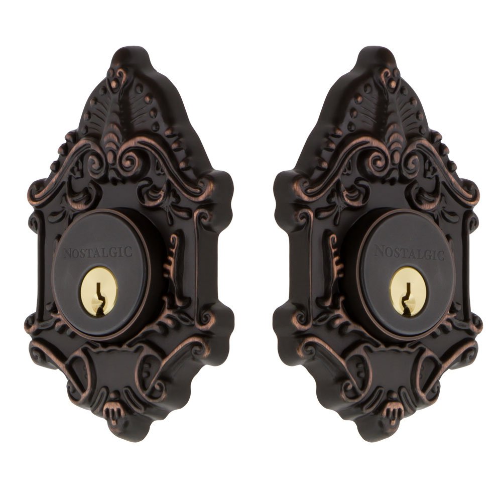 Nostalgic Warehouse Victorian Double Cylinder Deadbolt, Timeless Bronze, Key Lock, 2-3/8"
