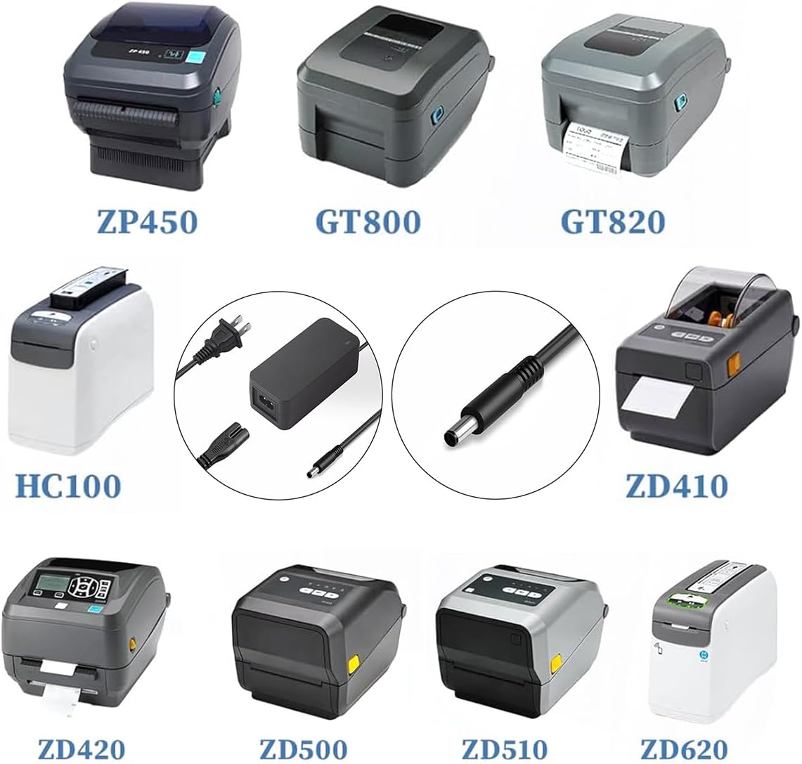 24V AC Adapter Power Supply for Zebra ZD421 GK420t ZD621 ZD410 ZD420 ZP450 ZD500 ZD620 GK420D GX420D SAWA-52-312524 Thermal Desktop Printer GX420T GX430D GK430D GT800 GT820 3.125A 75W Charger