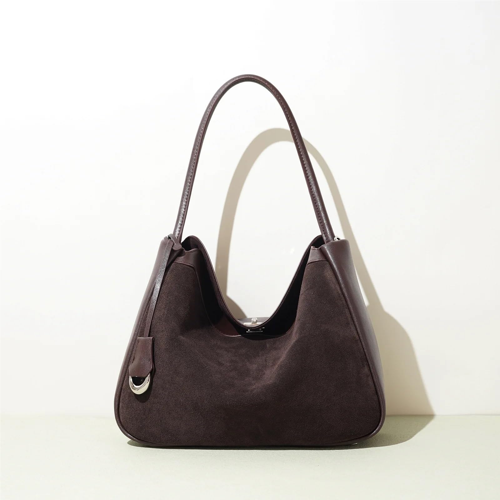 Bolso Serraje Bolso de mano piel vacuno y ante, versátil, tipo bandolera, for el día a, for mujer