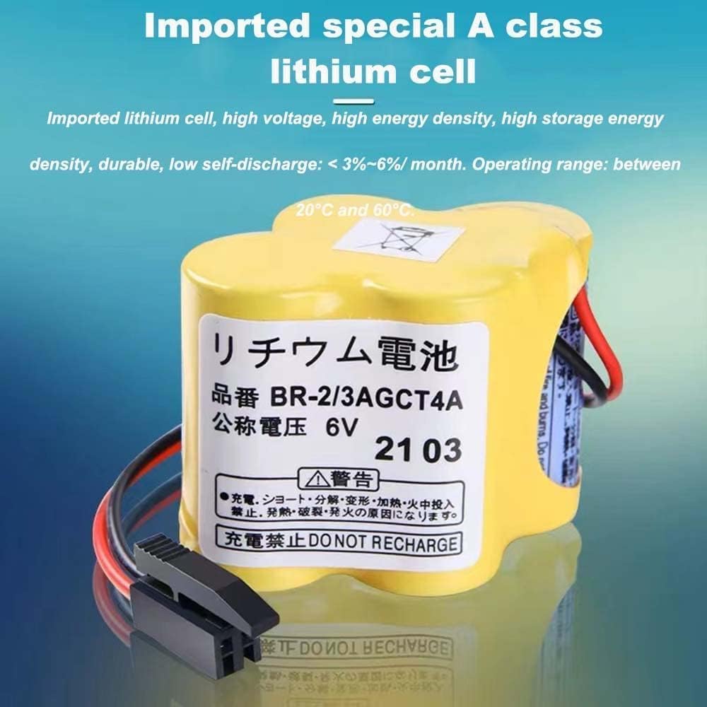 ◆(10-Pack) BR-2/3AGCT4A 6V 4400mAh Replacement Battery for FANUC A98L-0031-0025 CNC System with Black Plug,Non-Rechargeable