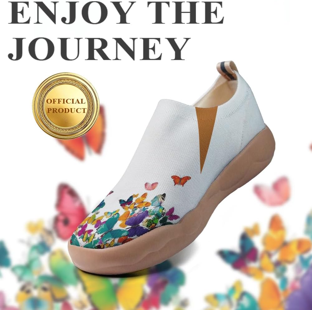 Women's Art Painted Casual Loafers Slip On Walking Shoes Comfortable Lightweight Ladies Travel Sneaker