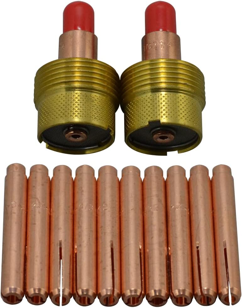RIVERWELD TIG Gas Lens Collet Bodies Large Diameter 45V64S 13N23L (3/32“ & 2.4mm Orifice) Assorted Size Kit Fit SR WP 9 20 25 TIG Welding Torch 12pcs