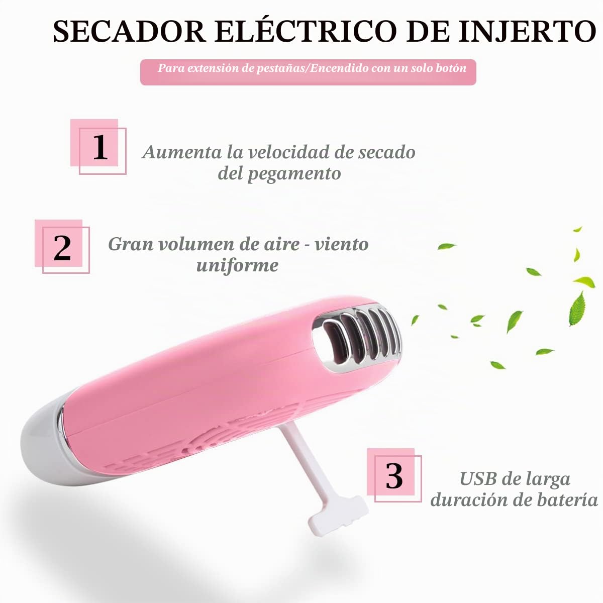 Kit de Extensión de Pestañas USB Ventilador de Aire Acondicionado Cepillos de Pestañas Micro Aplicadores Soporte de Pegamento Espejo Parches para Pestañas Cinta Almohadillas de Silicona Pinzas