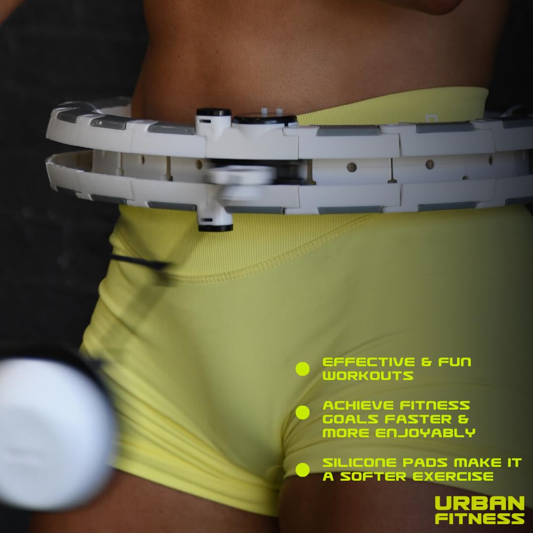 Smart Weighted Fitness Hoop, 24 parti regolabili, contatore digitale, cuscinetti in silicone con palla rotante automatica a 360 gradi