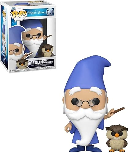 Miniatura 2 de POP Disney Sword in The Stone - Figura de vinilo Funko de Merlin con Archimedes (incluye funda protectora de caja compatible), multicolor, 3.75