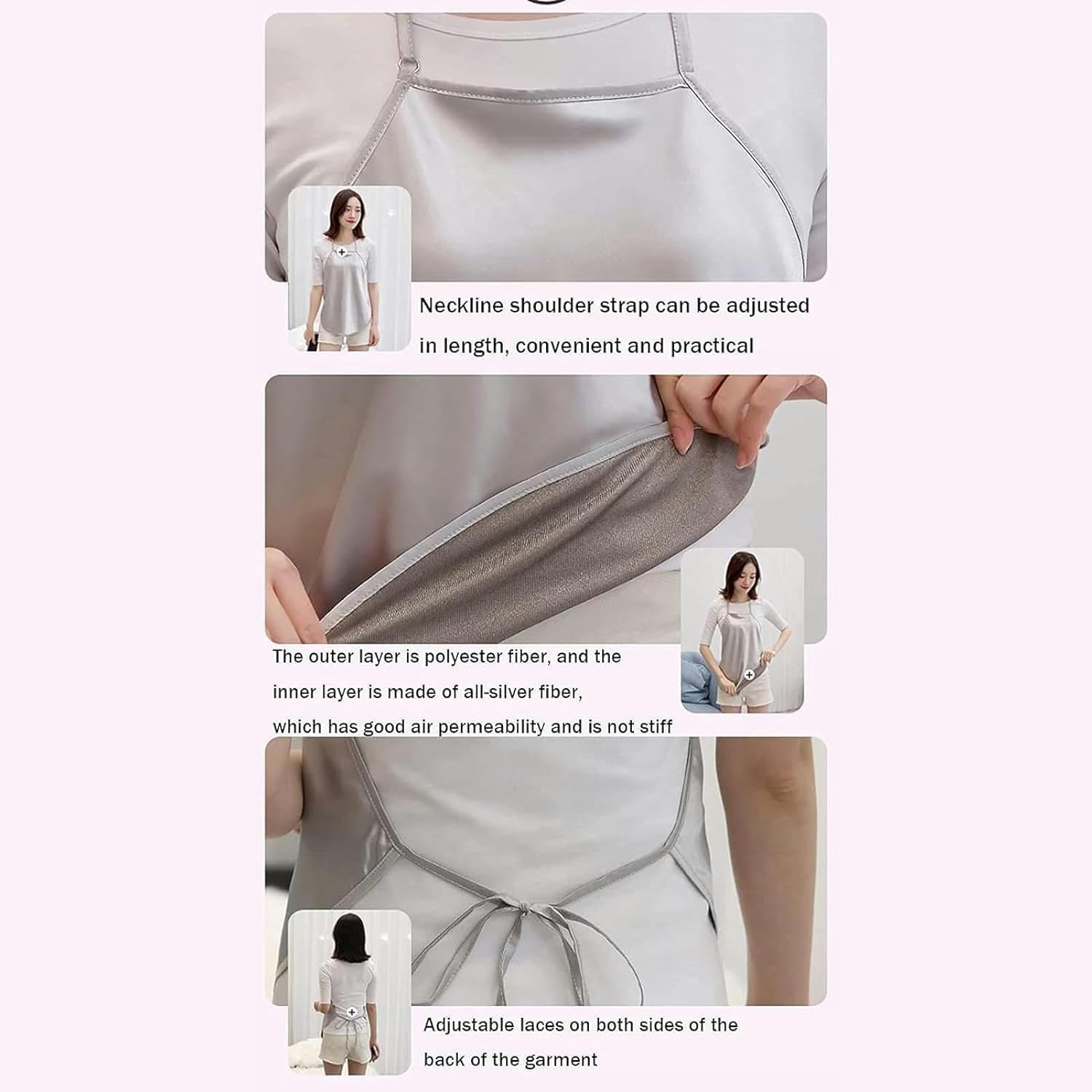 Odzież ciążowa, śliniaki na brzuch, fartuch ze srebrnego włókna, fartuch ochronny na bieliznę do sprzętu AGD(Pink)