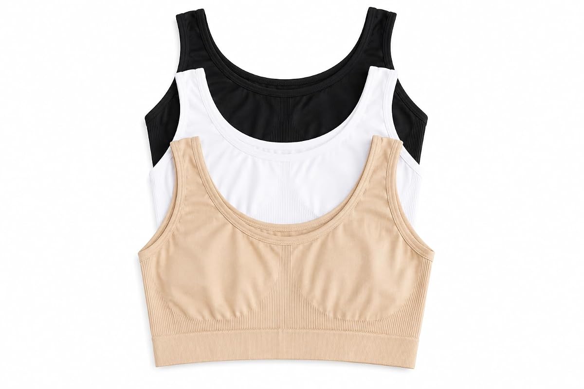 Air Bra for Women Combo Pack Non Padded Sports Bra for Women Seamless Wireless Full Coverage Bra Breathable Moisture Wicking Stretchable Comfort Sports Innerwear Slip On Hook Free