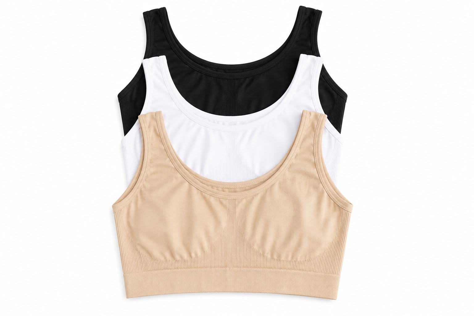 Air Bra for Women Combo Pack Non Padded Sports Bra for Women Seamless Wireless Full Coverage Bra Breathable Moisture Wicking Stretchable Comfort Sports Innerwear Slip On Hook Free Black-picture-43