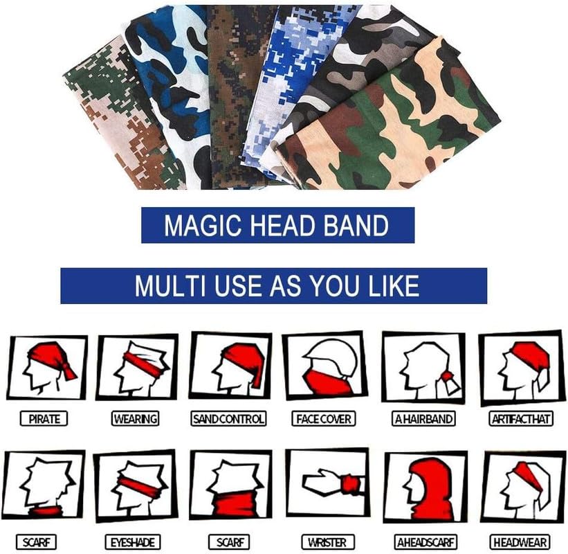 Image of CHACKO Breathable Neck Gaiter Face Scarf Mask for Men Women Hiking, Cycling, Sports, Fishing, Sun UV Protection Bandana 6 Pack