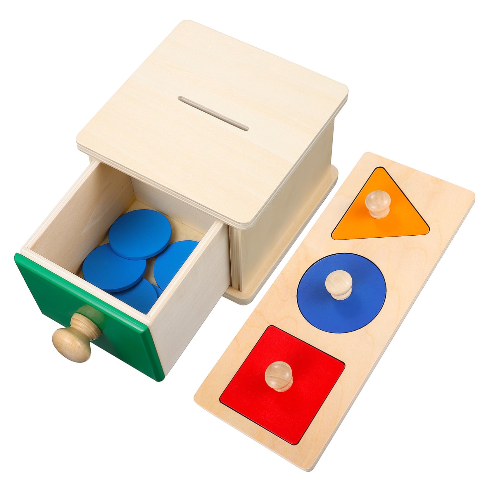 GALPADA Juego de 2 Cajas de Madera para Monedas con Panel Geométrico