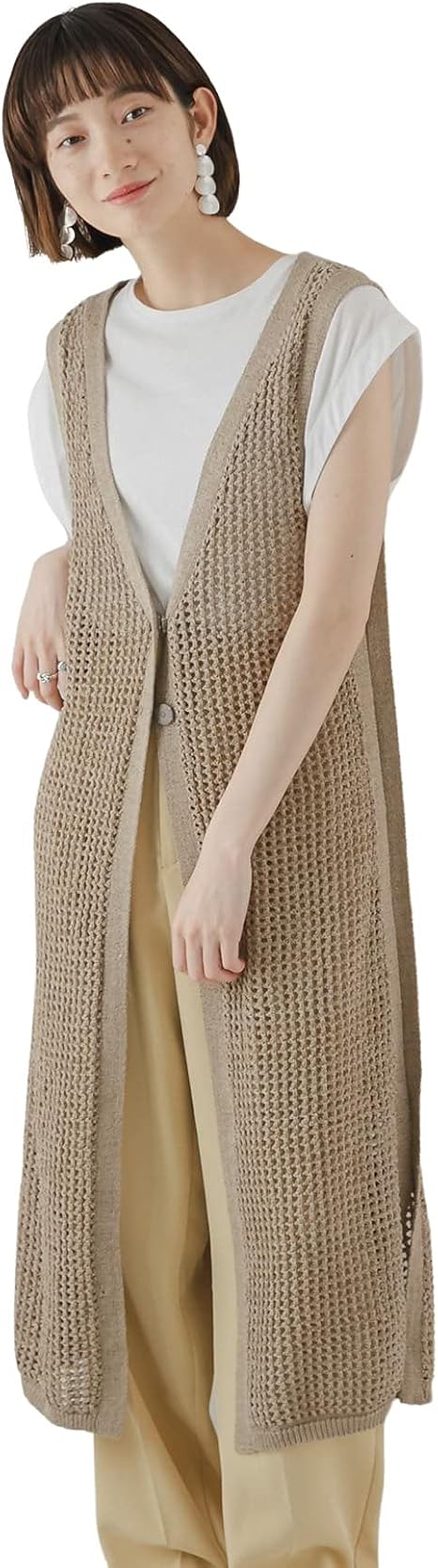 Amazon Co Jp ケービーエフ ワンピース ドレス テープヤーン2wayジレワンピース レディース Kb14 26j170 Beige One 服 ファッション小物