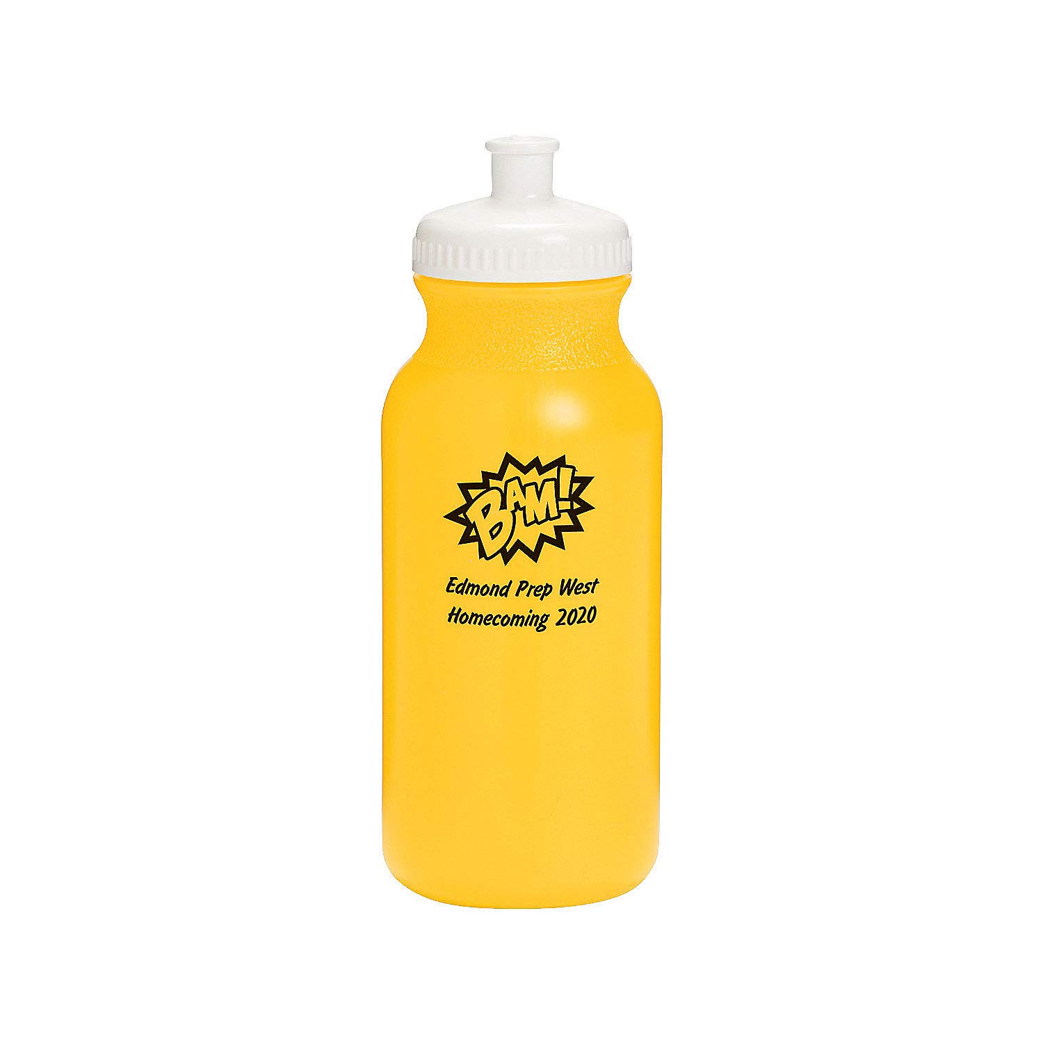 Fun Express Opaque Yellow Superhero Personalized Plastic Water Bottles - Party Supplies - 50 Pieces