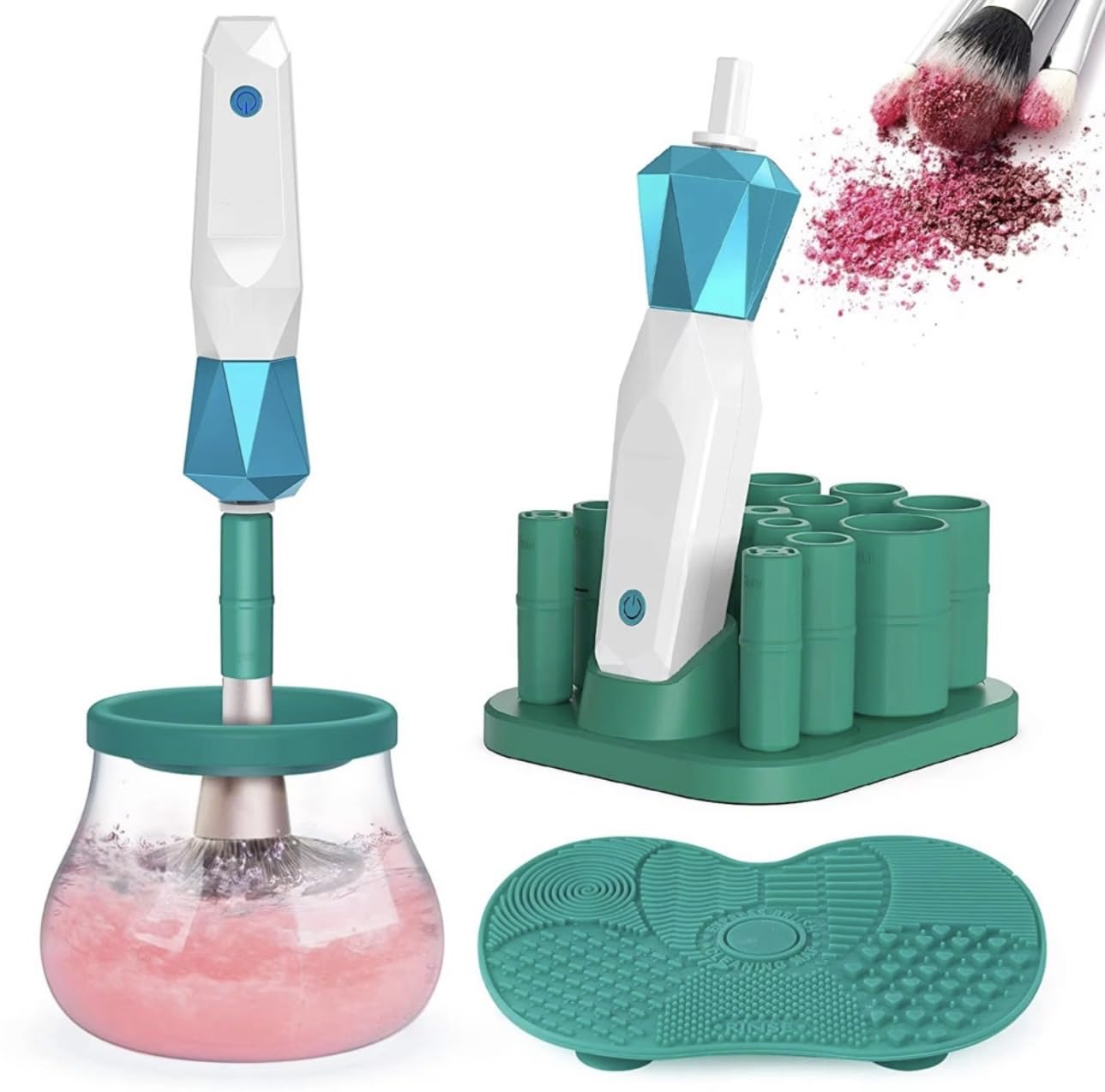 Advance Electric Makeup Brush Cleaner and Dryer Machine - Extremely fast Clean and Dry Make Up Brushes - Automatic Cosmetic Brush Spinner Cleaner & Washer Tools