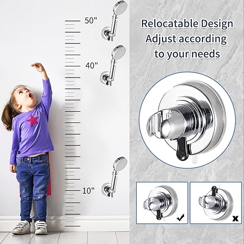 Miniatura 4 de DOILIESE Cabezal de ducha de mano con 2 soportes, ventosa y soportes superiores, cabezal de ducha de alta presión con botón de encendidoapagado,
