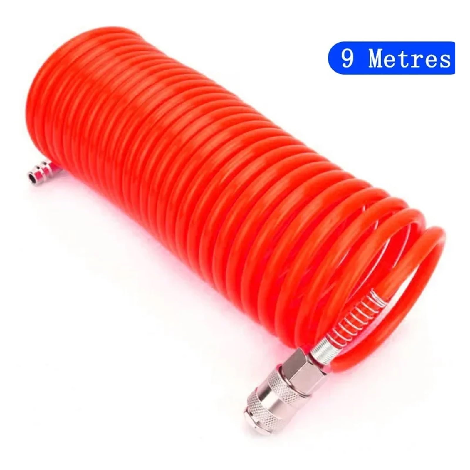 Manguera neumática con resorte espiral, Manguera de aire PU 8x5mm 6-12M con resorte retráctil conector rápido UE for compresor(9m)