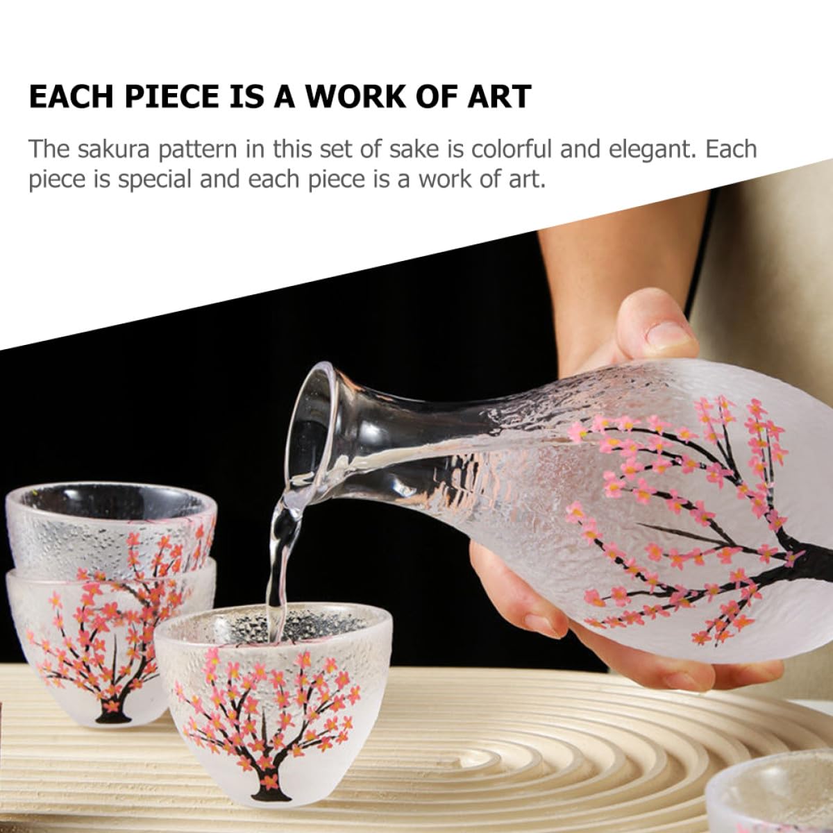 Abaodam Set Regalo Cucina Vetro Stile Giapponese per Bere Sakè, Decorazione Elegante Semplice Design, per Matrimoni e Festa della Mamma