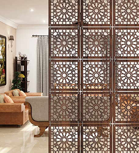 Image of RANDOM Privacy Room Divider Hanging Panel Modern Screen Partition for Decorating Bedroom, Dining, Study & Living Room (RSD-4070) 12 Panels Engineered Wood