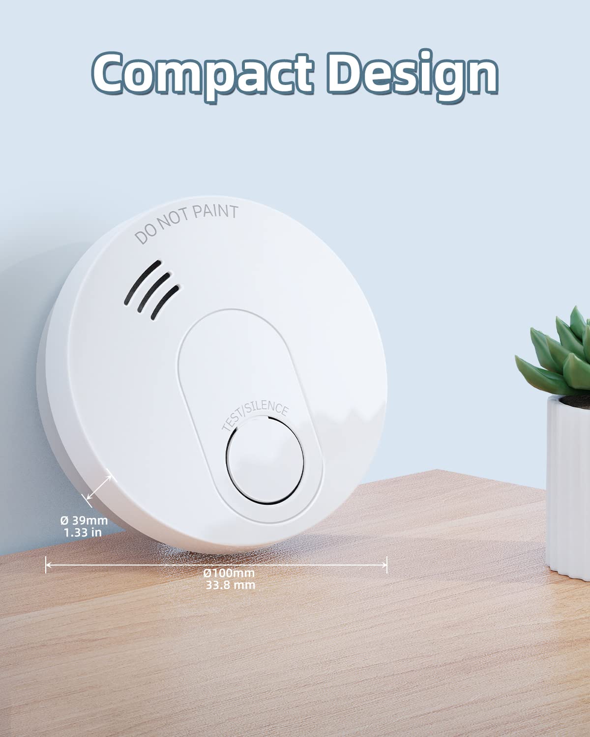 SITERWELL Smoke Detector, 10-Year Smoke Alarm with Photoelectric Sensor and Low Battery Warning, Fire Alarm with Built-in Battery and Fault Warning for Bedroom and House, UL Listed, GS526A, 6 Packs