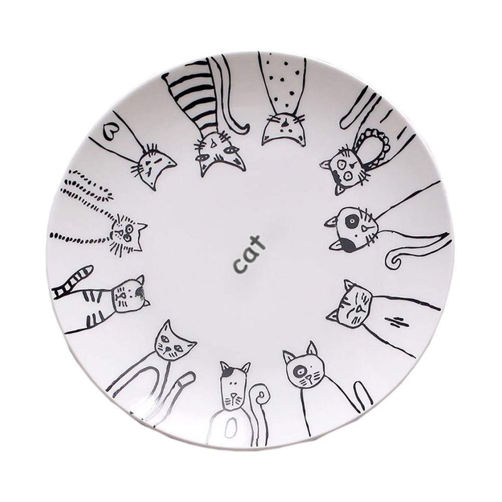 HvozPasta Bowls, Cat Ceramic Plate Dinner Dessert Appetizer Salad Dish Steak Service Plates for Home Party