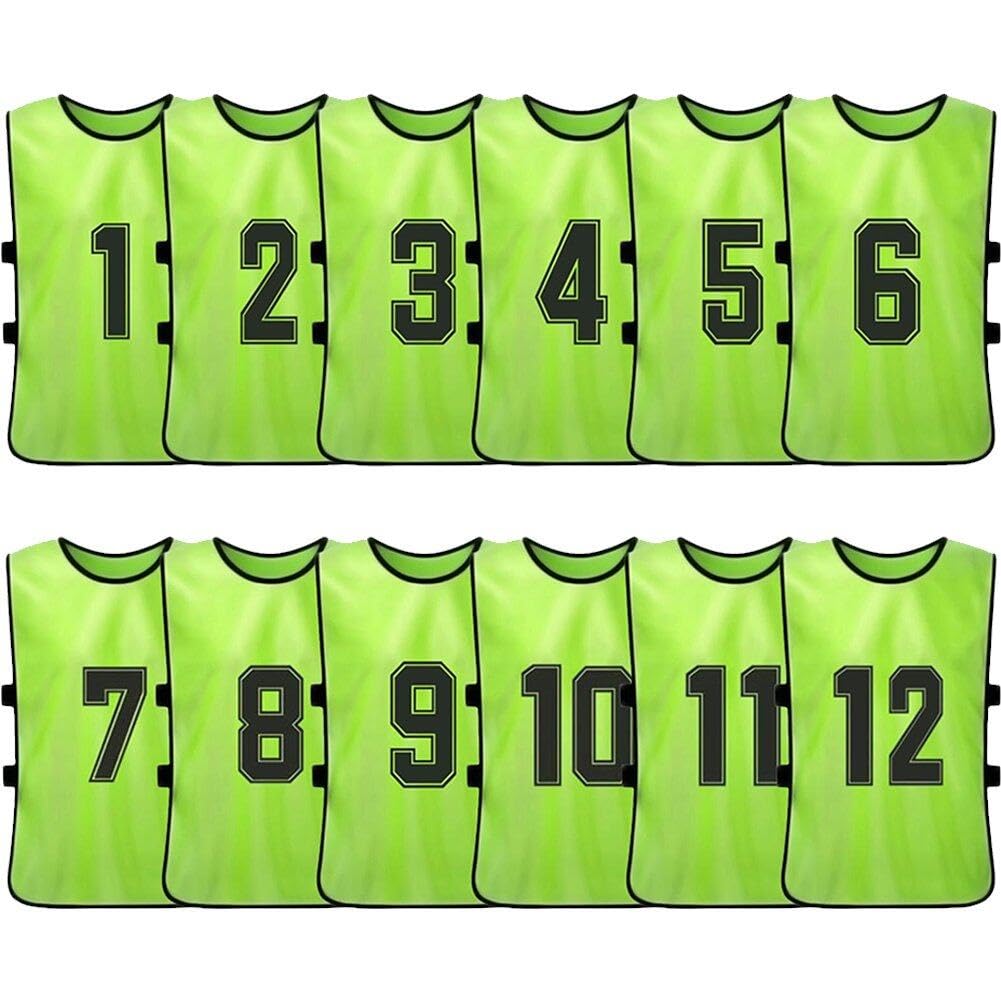 Chasubles d'entraînement numérotés lot de 12 gilets de sport pour football et basket enfants adultes
