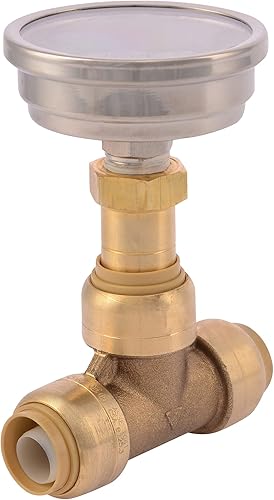 Miniatura 2 de SharkBite 1 pulgada medidor de temperatura Tee, empuje para conectar accesorios de plomería de latón, tubo PEX, cobre, CPVC, PE-RT, 24441