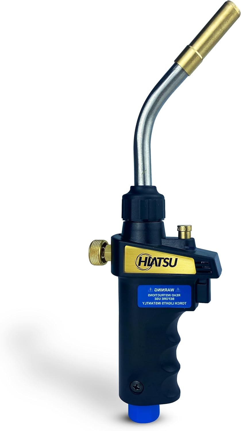 Trigger Start Propane Torch Head - Portable MAPP Gas Torch Head JH-6ST with Flame Control Knob & Continuous Use Lock - Durable Body, Stainless Steel Burner - High Heat Output for Copper Soldering