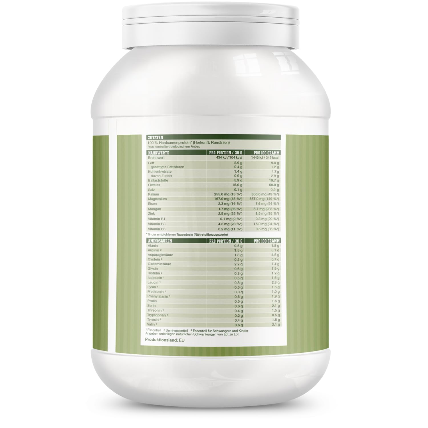 Hanfproteinpulver Bio - 1 KG - Über 50% Proteinanteil - Aus 100% Bio-Hanfsamen - Veganes Proteinpulver zur Unterstützung des Muskelaufbaus