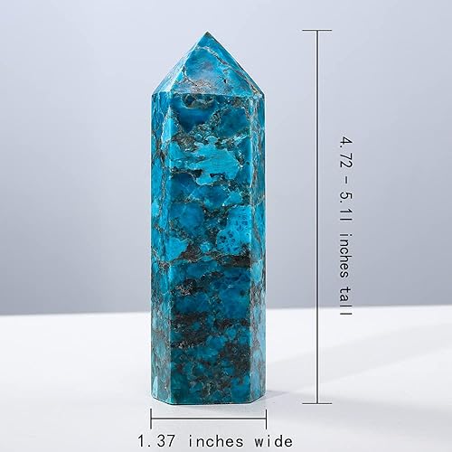 Miniatura 2 de Runyangshi Varita de cristal curativo natural de apatita azul grande de 4.72 a 5 pulgadas, torre de cristales con 6 facetas de un solo punto,