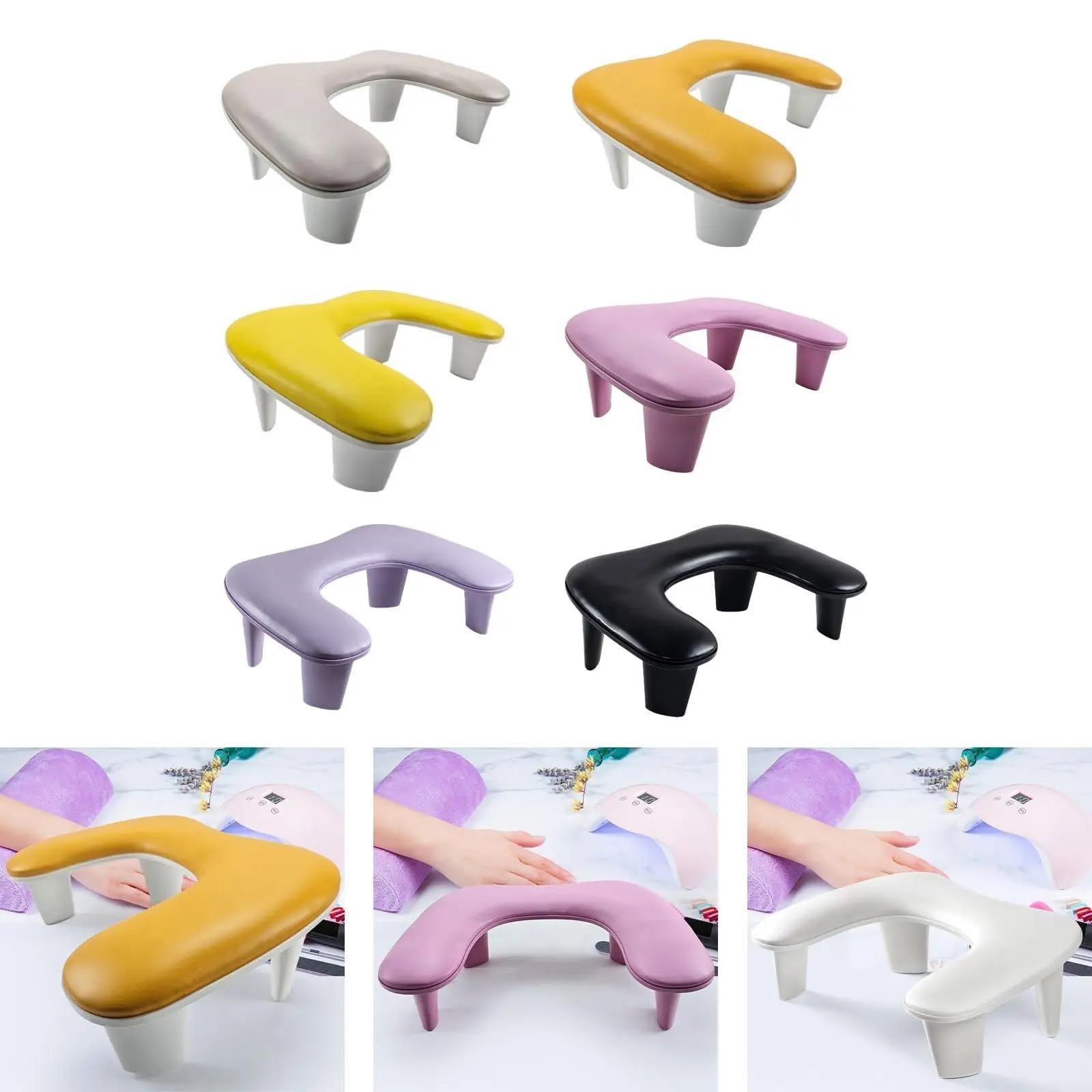 Cuscino poggiabraccia per manicure, U Shape Nail Arm Rest Stand Multicolor(Pink)