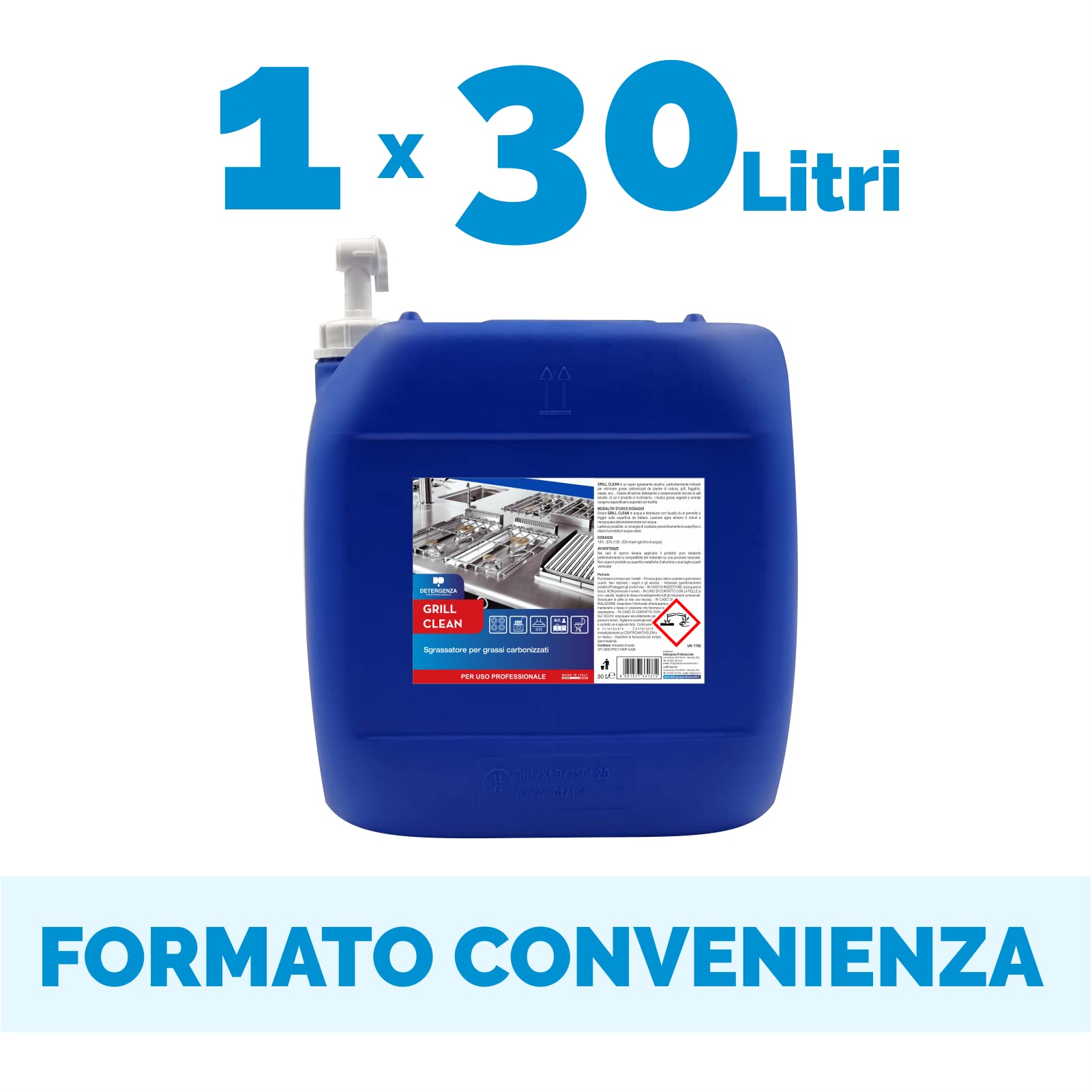 SGRASSATORE per Grassi CARBONIZZATI Grill Clean CONCENTRATO - Tanica da 30 L