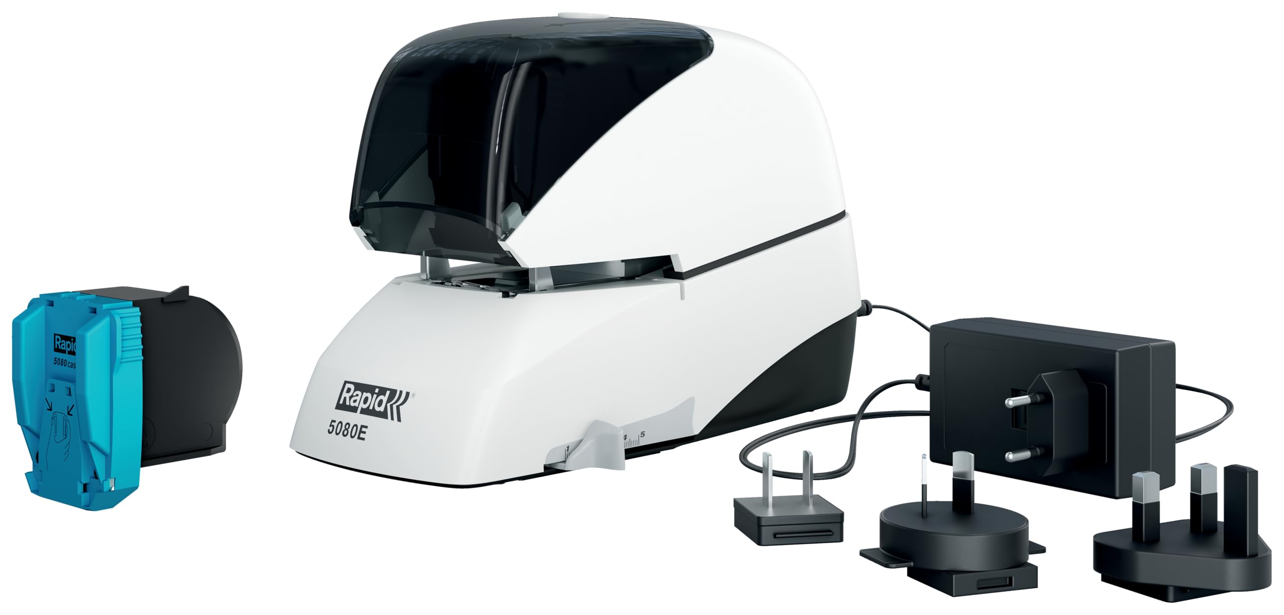 Zszywacz elektryczny 5080E bezdotykowy, szybki zszywacz do 80 arkuszy, opatentowany system kaset, technologia Flat Clinch, regulowana głębokość, srebrny/pomarańczowy, 20993411