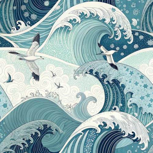 ReWallpaper Coastal Peel and Stick Wallpaper for Bathroom Waterproof Blue